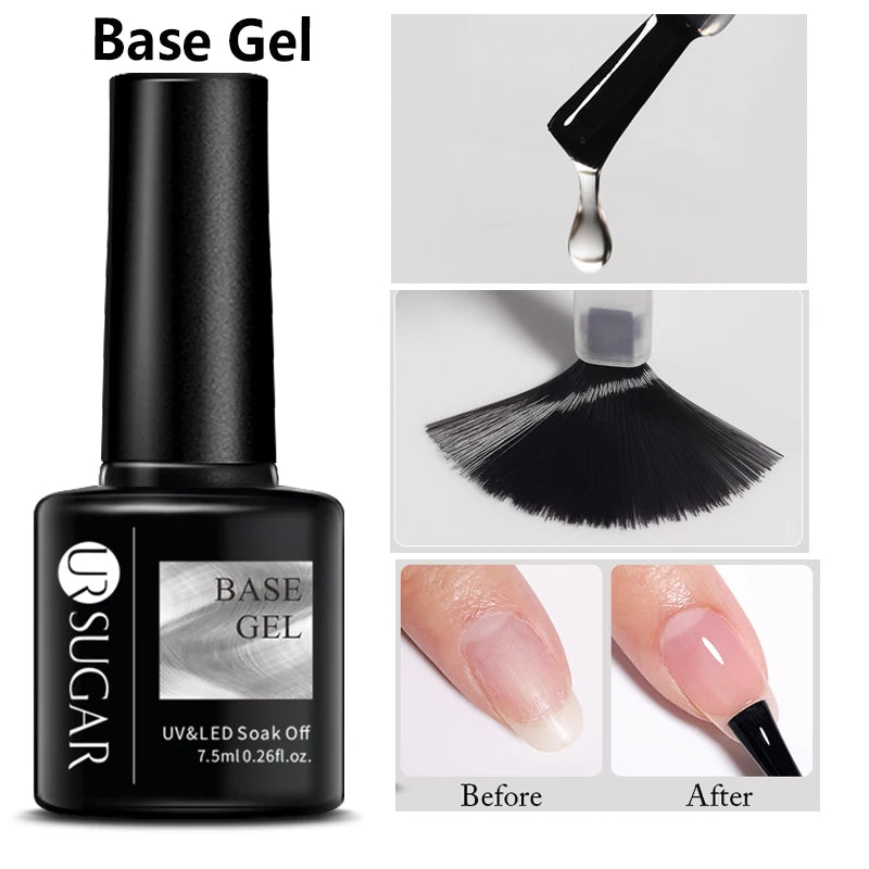 UR SUGAR 7/7.5ml Nude Glitter Color Nail Gel Polish Semi-permanent Varnish Soak Off Nail Art Base Top Coat UV LED Gel Manicure