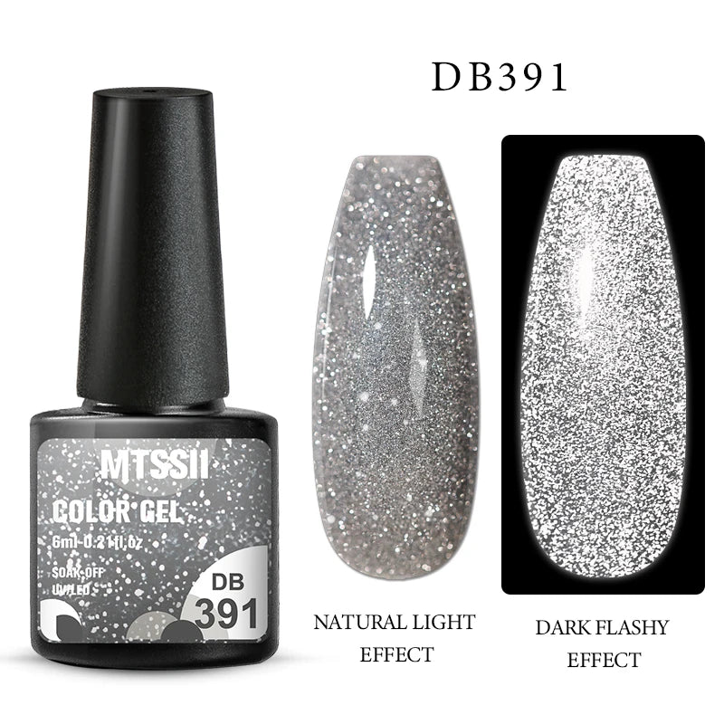 Mtssii 6ML Reflective Gel Nail Polish Shiny 14 Colors Semi-permanent UV Gel varnish Hybrid Nail Polish for Nail Art Manicure