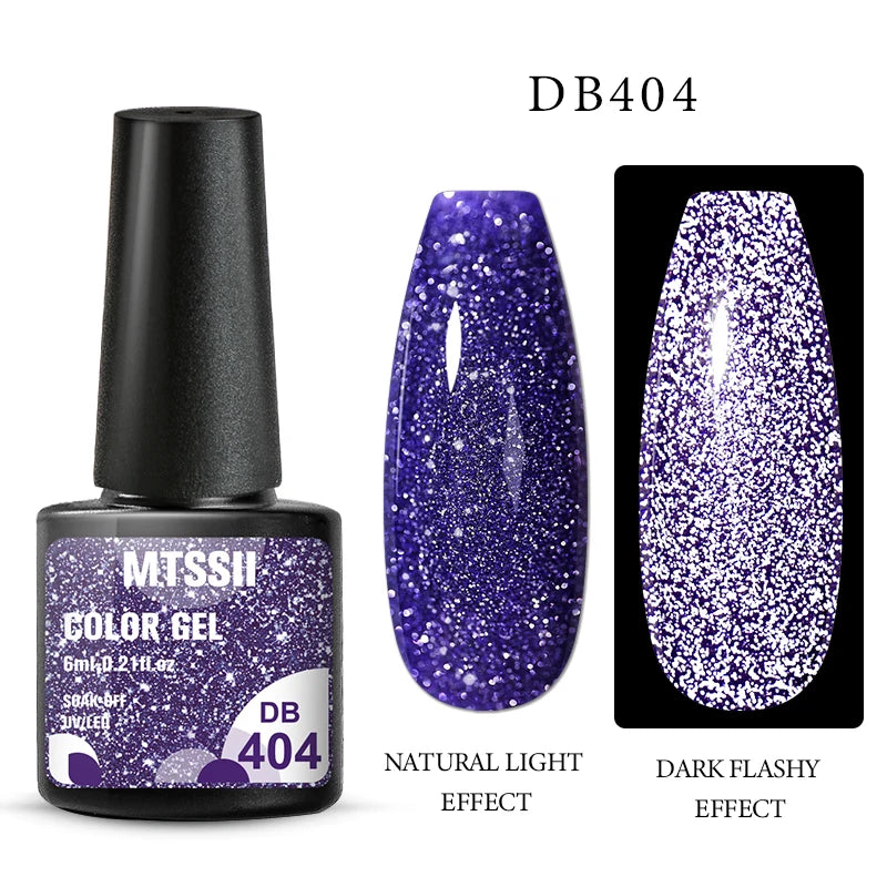 Mtssii 6ML Reflective Gel Nail Polish Shiny 14 Colors Semi-permanent UV Gel varnish Hybrid Nail Polish for Nail Art Manicure
