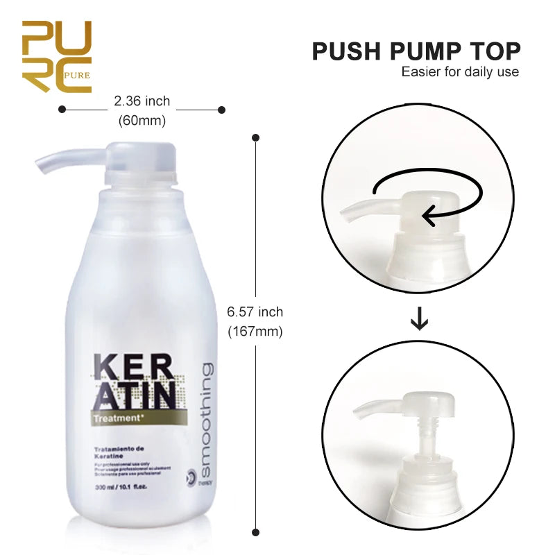 PURC 300ML Professional Keratin Hair Treatment Smoothing Repairing Frizz Curly Hair Straightening Brazilian Keratin Hair Care