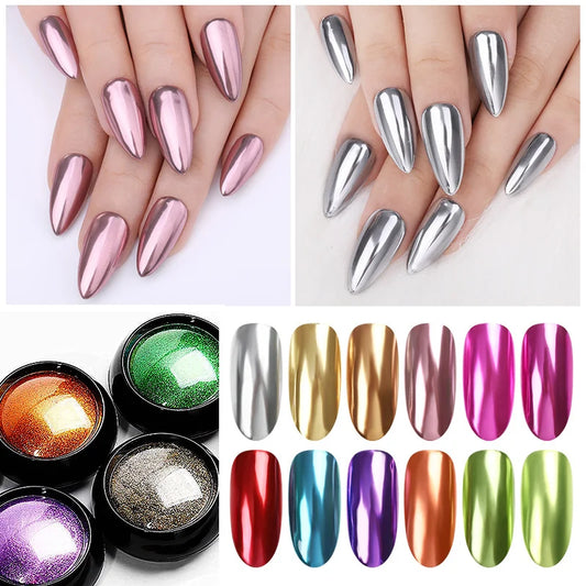 1Box Nail Metal Glitter Powder Metallic Colorful Dust Metal Effect Nail Glitter Gold Nail Art UV Gel Polish Flakes Dust