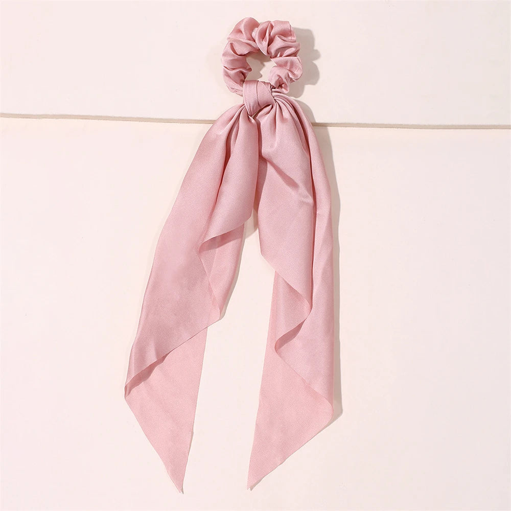 New Fashion Print Bow Scrunchies Hair Ribbon For Women Elastic Hair Band Girls Horsetail Hair Ties Hair Accessories