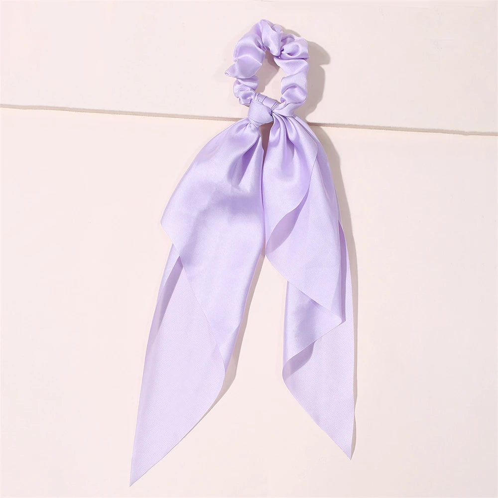New Fashion Print Bow Scrunchies Hair Ribbon For Women Elastic Hair Band Girls Horsetail Hair Ties Hair Accessories