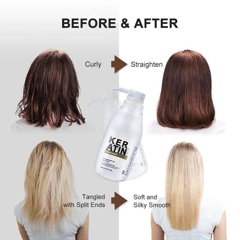 PURC 300ML Professional Keratin Hair Treatment Smoothing Repairing Frizz Curly Hair Straightening Brazilian Keratin Hair Care