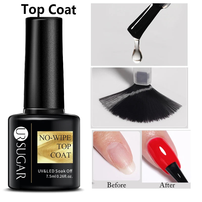 UR SUGAR 7/7.5ml Nude Glitter Color Nail Gel Polish Semi-permanent Varnish Soak Off Nail Art Base Top Coat UV LED Gel Manicure