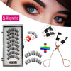 4 pairs 5 Magnets 3D Magnetic False Eyelashes Handmade Artificial Faux Cils Magnetic Natural Mink Eyelashes with Tweezers