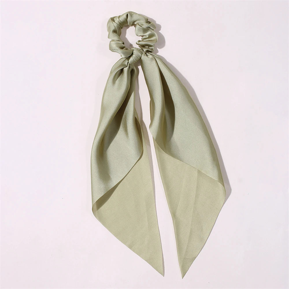 New Fashion Print Bow Scrunchies Hair Ribbon For Women Elastic Hair Band Girls Horsetail Hair Ties Hair Accessories