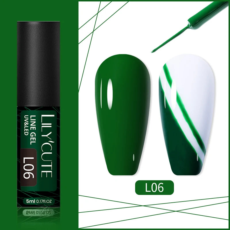LILYCUTE 5ml Line Art Gel Nail Polish Gold Silver DIY Drawing Gel Reflective Glitter Design Semi Permanent Painting Gel Varnish