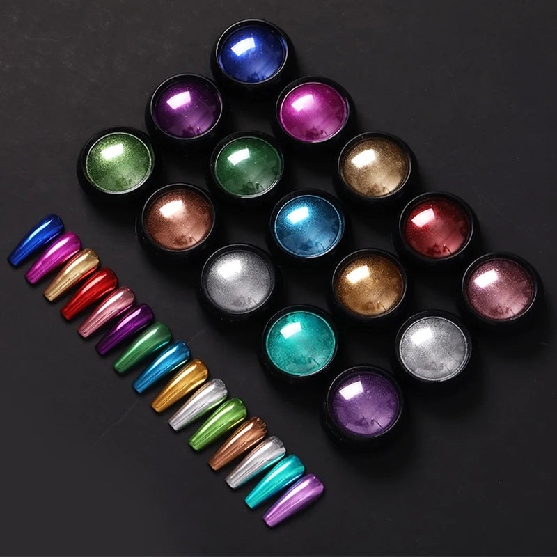 1Box Nail Metal Glitter Powder Metallic Colorful Dust Metal Effect Nail Glitter Gold Nail Art UV Gel Polish Flakes Dust