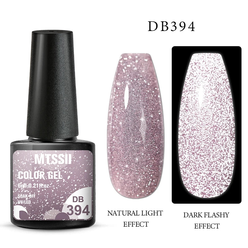 Mtssii 6ML Reflective Gel Nail Polish Shiny 14 Colors Semi-permanent UV Gel varnish Hybrid Nail Polish for Nail Art Manicure