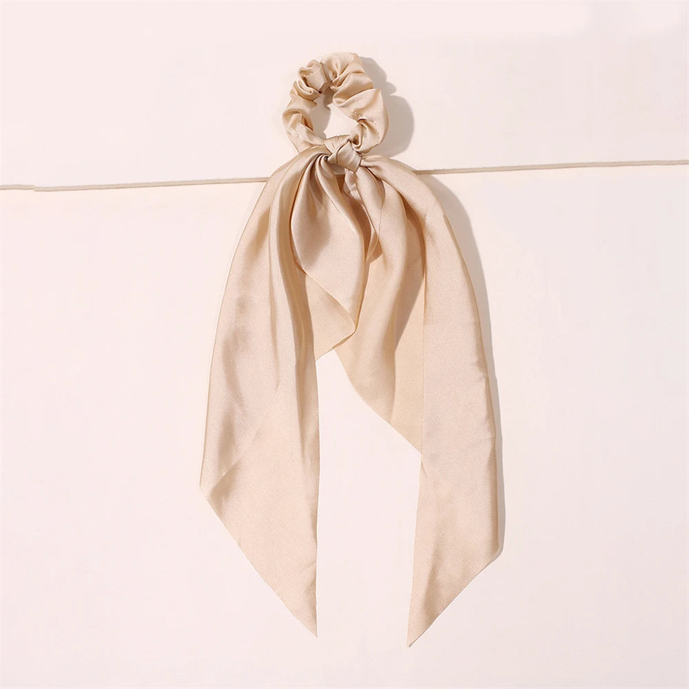 New Fashion Print Bow Scrunchies Hair Ribbon For Women Elastic Hair Band Girls Horsetail Hair Ties Hair Accessories