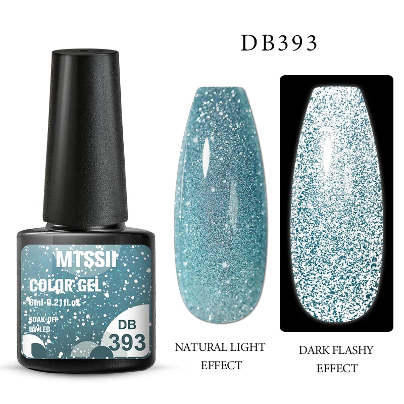 Mtssii 6ML Reflective Gel Nail Polish Shiny 14 Colors Semi-permanent UV Gel varnish Hybrid Nail Polish for Nail Art Manicure