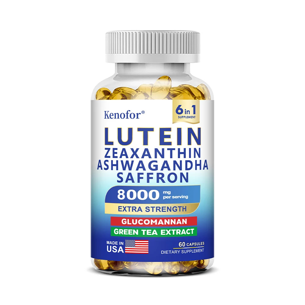 Lutein and Zeaxanthin Capsules - Eye Vitamins for Adults Eye Health Supplement with Glucomannan, Ashwagandha for Vision & Eyes