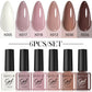 LILYCUE 6Pcs/Set Red Nude Glitter Gel Nail Polish Gorgeous Full Coverage Soak Off UV Gel Nail Art Base Top Coat Gel Polish Kits