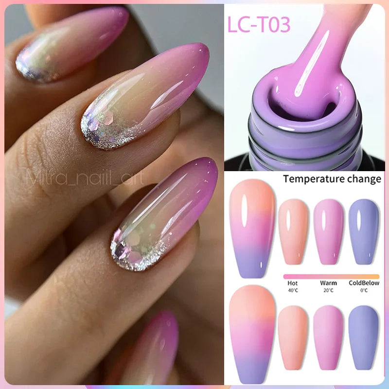 LILYCUTE 7ML Auroras Glitter Thermal Gel Nail Polish Temperature Color Changing Semi Permanent Soak Off Nail Art UV Gel Varnish