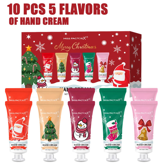 10pcs Christmas Hand Cream Gift Set Moisturizing and Moisturizing Hands, Preventing Drying and Cracking, Lasting Fragrance