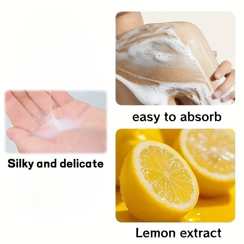 400ml Lemon Shower Gel, Hypoallergenic and Alcohol-Free, Moisturizing and Nourishing for Skin Care, Refreshing and Oil-Controlling, Suitable for All Year Round, Easily Controls Oil through Rubbing and Cleans Dirt, with a Long