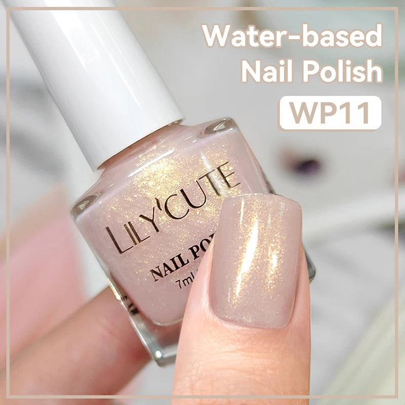 LILYCUTE 7ml Water-Based Glitter Nail Polish Long Lasting Quick Drying No Need of Lamp to Cure Nail Supplies For Nail Manicure