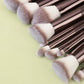 11pcs solid wood handle makeup brush set with Bag three color loose powder brush foundation brush eye shadow brush