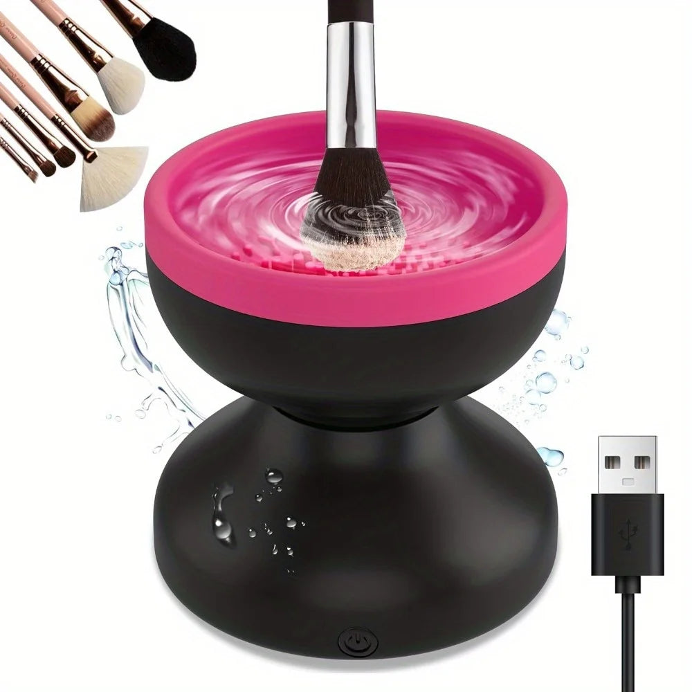 High Efficiency Electric Makeup Brush Cleaner, Auto Rotating Makeup Brush Cleaner Fits All Size Makeup Brushes