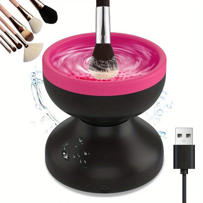 High Efficiency Electric Makeup Brush Cleaner, Auto Rotating Makeup Brush Cleaner Fits All Size Makeup Brushes