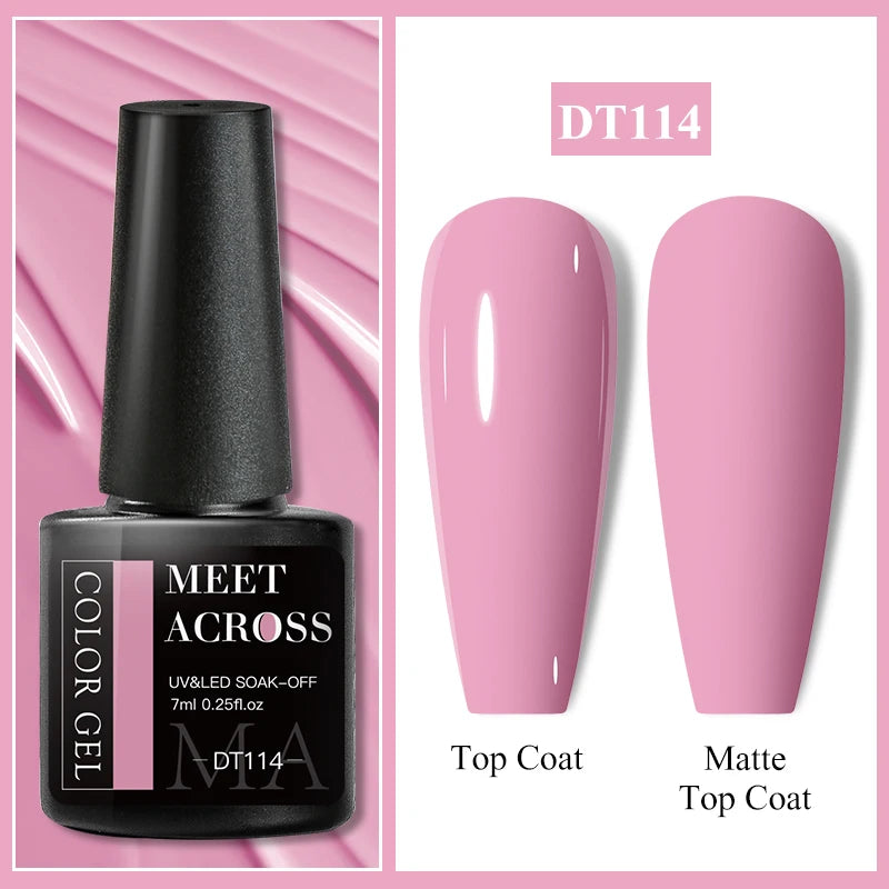 MEET ACROSS 7ml Black White Red Gel Nail Polish Glitter Semi Permanent Nail Supplies Gel Vernis for All-Season Nails Design