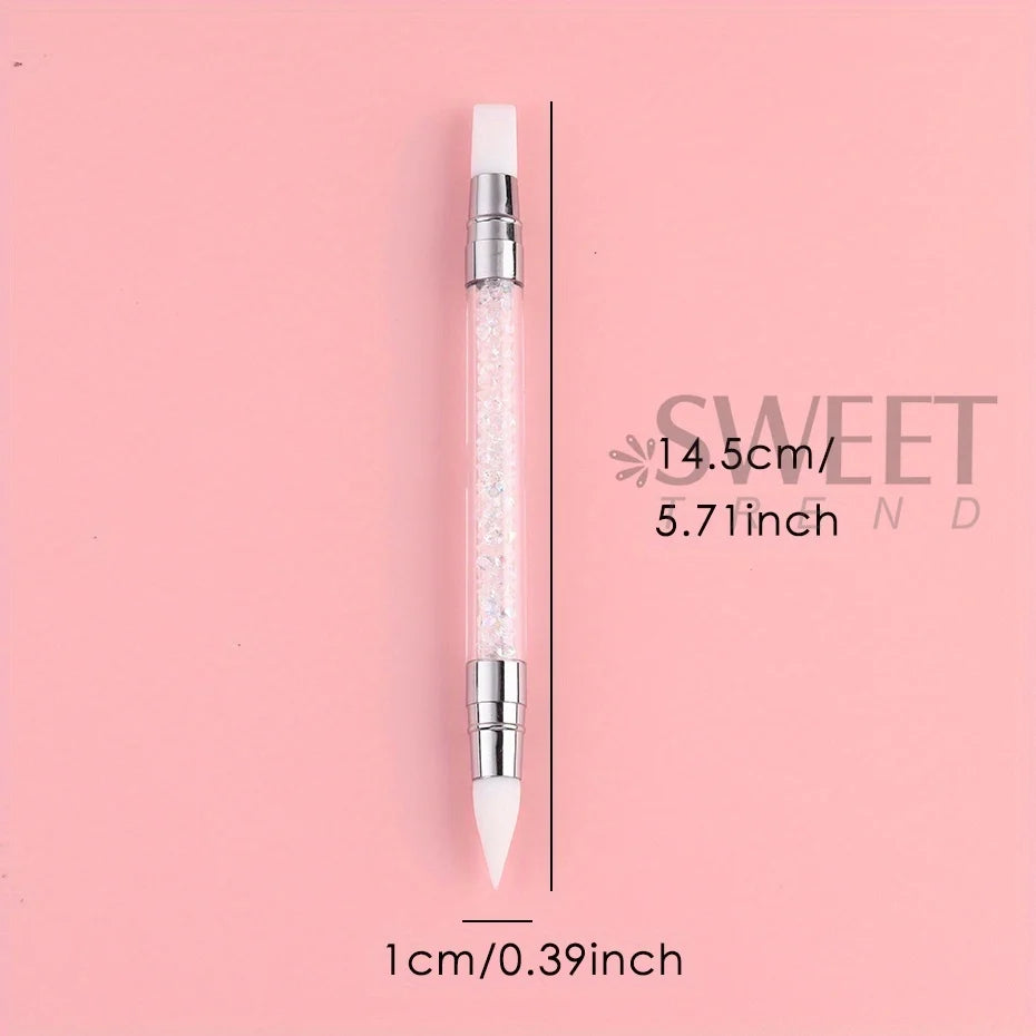 Double Head Silicone Nail Art Pen Carving Flower Sculpting Pen Adjustable Glue Stick Embossing Brush Professional Manicure Tools