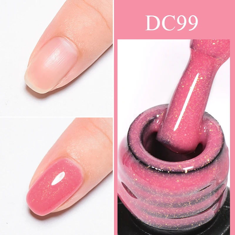 Mtssii 7ml Glitter Rubber Base Gel Polish Gold Sequins Pink White Base Gel Top Coat Soak Off UV LED Nail Art Varnish Manicure