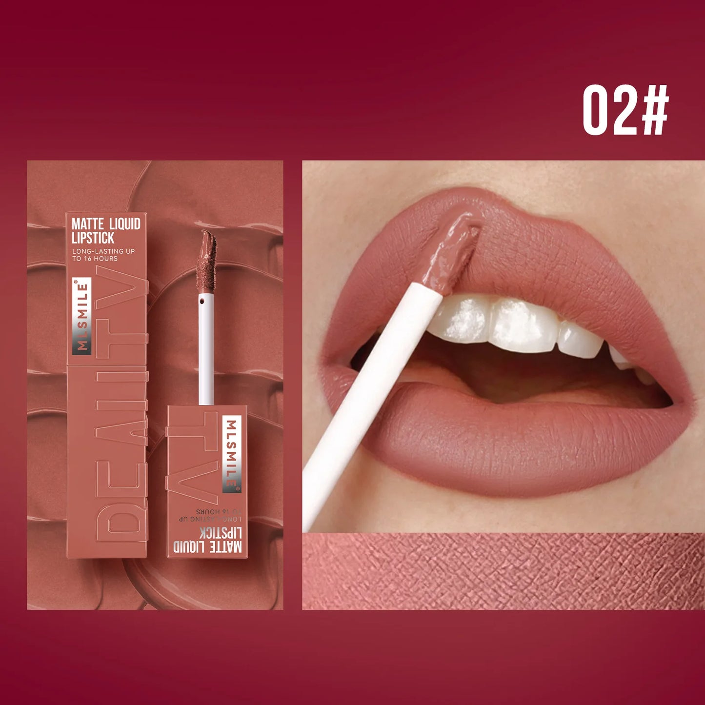 MLSMILE 6 Color Non-stick cup Velvet Satin Gloss Lip glaze Mist Liquid matte lipstick Waterproof long-lasting color liquid