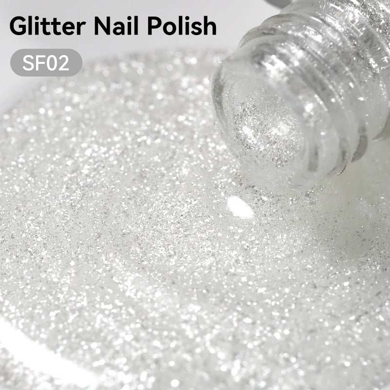 LILYCUTE 7ml Glitter Nail Polish Colorful Bright Sparkling Glitter Pearl Nail Art DIY Decoration No Need of Lamp to Cure