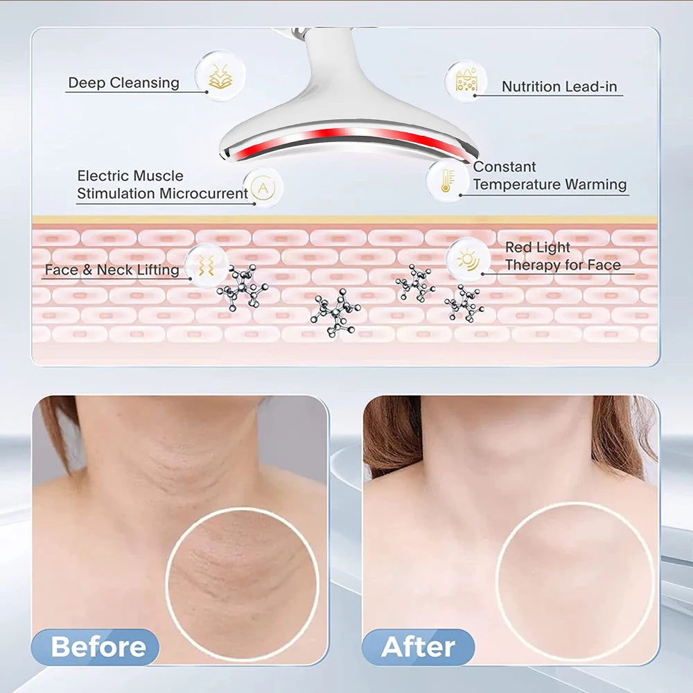 Facial Massager EMS Facial Microcurrent Neck Face Lifting Massager Red Light Therapy Anti-aging Massager Skin Tightening Device