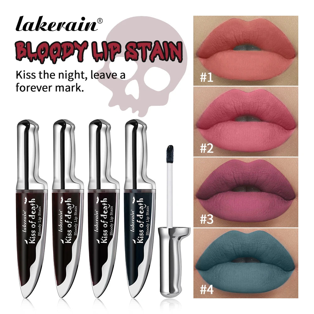 Halloween Matte Lip Stain Liquid Lipstick Dark Shades Lip Tint Smudge‑Resistant Lip Gloss Cosplay Party Long‑Wear Lip Makeup