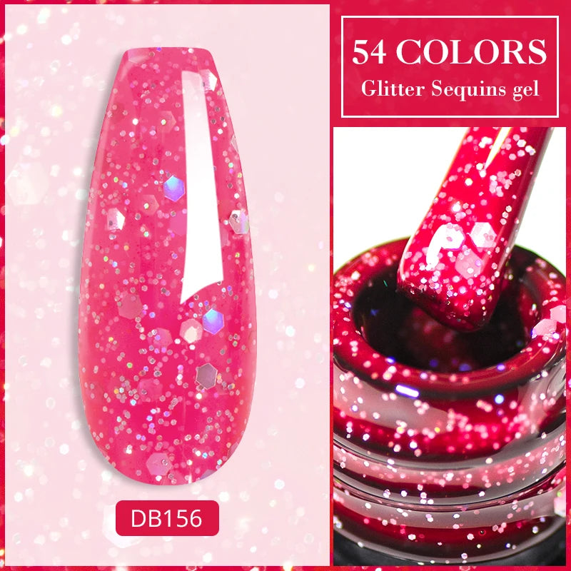 Mtssii 7ml Glitter Rubber Base Gel Polish Gold Sequins Pink White Base Gel Top Coat Soak Off UV LED Nail Art Varnish Manicure