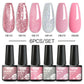 Mtssii 6PCS/Set Sparkly Nude Pink Gel Nail Polish Glitter Semi Permanent Nail Art LED UV Soak Off Gel Varnish Nail Supplies