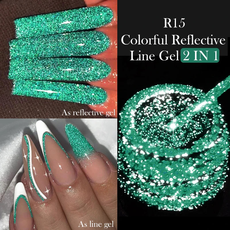 LILYCUTE 5ml Line Art Gel Nail Polish Gold Silver DIY Drawing Gel Reflective Glitter Design Semi Permanent Painting Gel Varnish