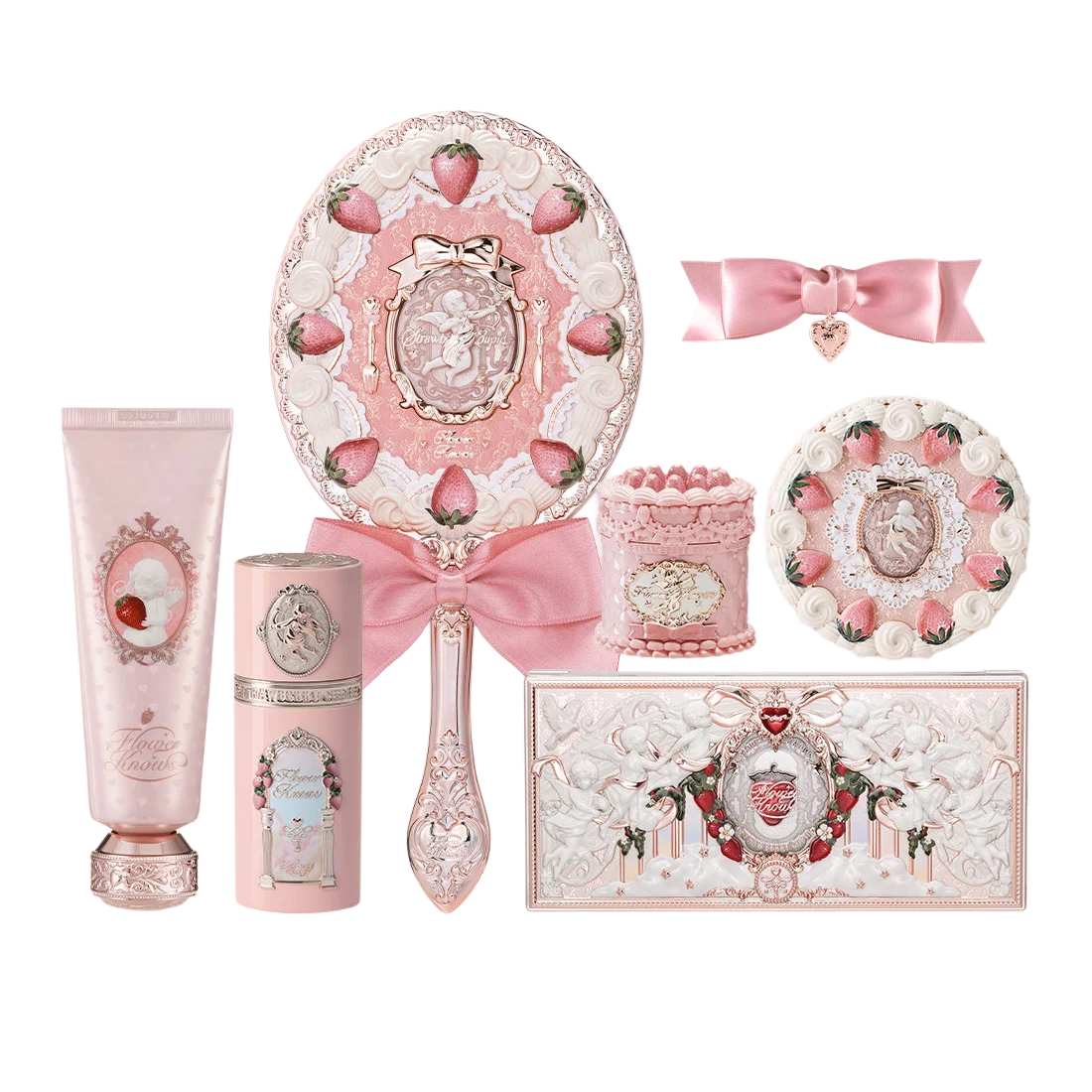 Flower Knows Stay Sweet 8 Pc Full Face Makeup Set Eyeshadow Blush Contour Lip Cream Hydrating Soft Matte Pigment Glowy Kit
