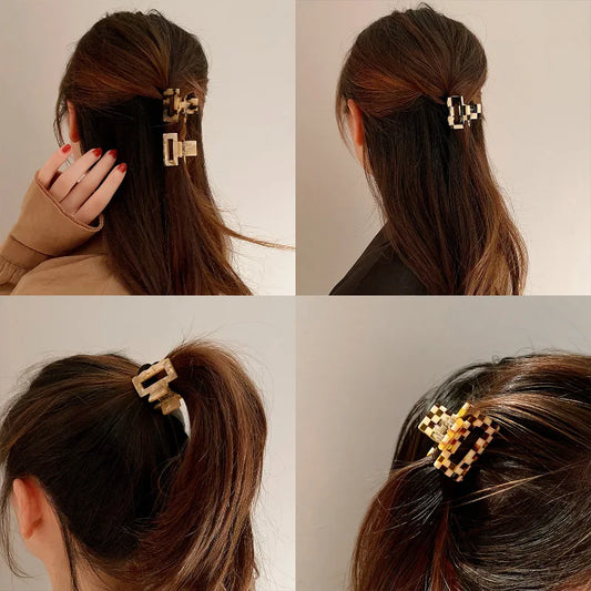 Fashion Hair Claws for Women Acetate Hair Clip Colorful Plaid Small Claw Clip Girls Hair Barrettes Hair Accessories 2022 New