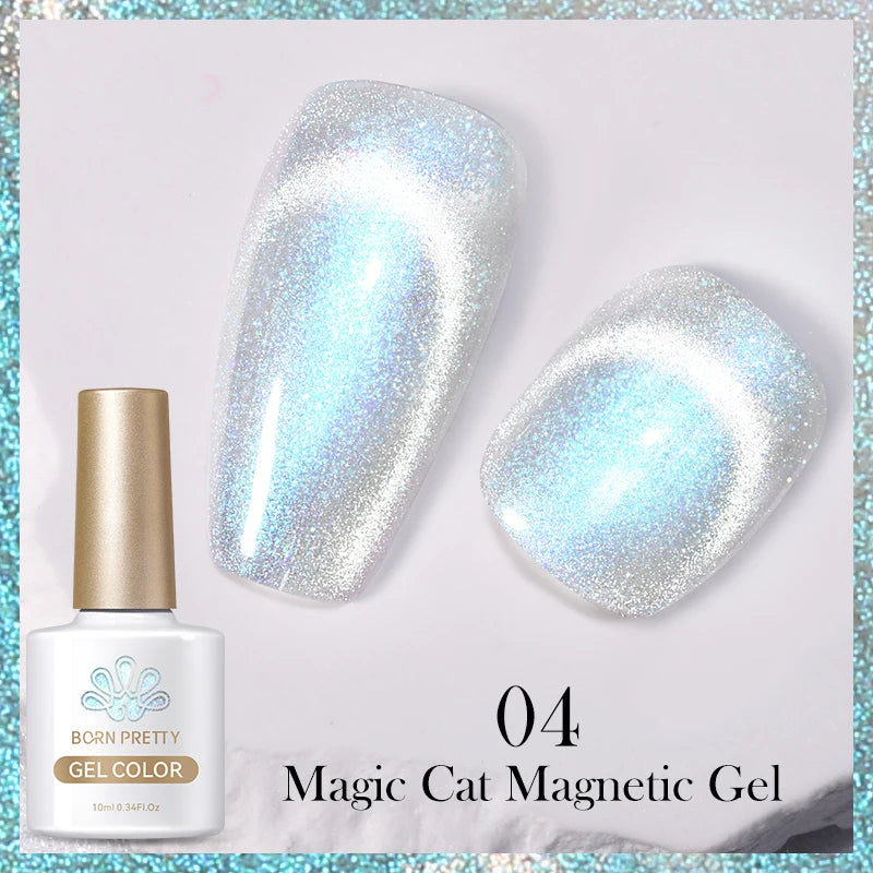 BORN PRETTY 10ml Black Glass Cat Magnetic Gel Nail Polish Punk Style Nail Art Manicure Varnis Semi Permanent Gel for Winter Nail