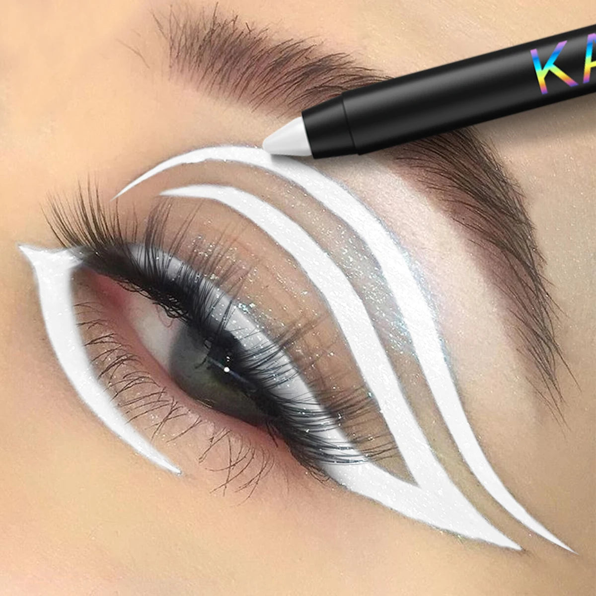 1pc Colourful Eyeliner Pen,High Pigmented Pearly Glitter&Shimmer Metallic Eyeliner Stick, Long Lasting Waterproof White Black