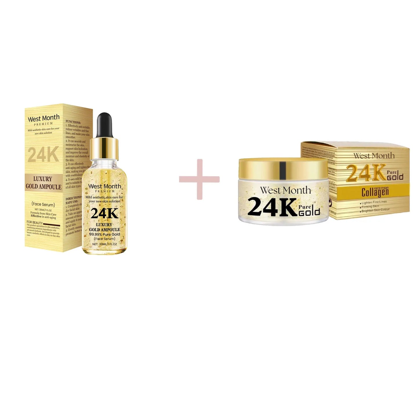 24k Gold Facial Skin Care Set Anti Wrinkle Fade Dark Circles Firming Moisturizing Repairing Eye Mask Essence Korean Cosmetics