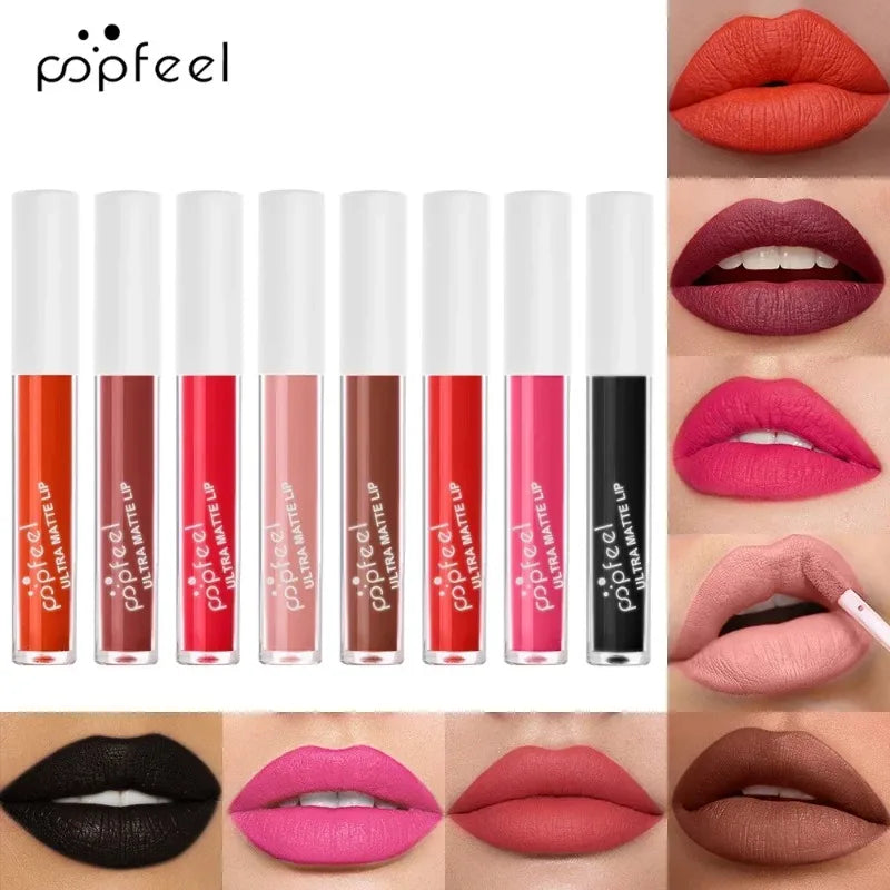 Punk Matte Black Liquid Lipstick Waterproof Long Lasting Party Lip Gloss Personality Velvet Nude Lip Tint Halloween Lips Makeup
