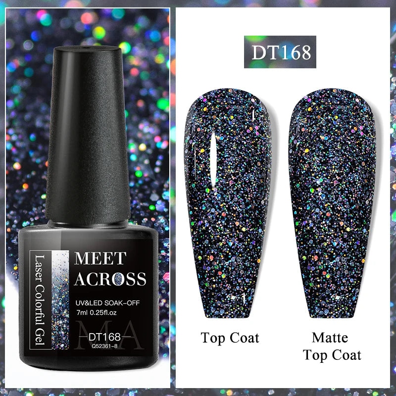 MEET ACROSS 7ml Purple Nail Gel Polish Semi Permanent Nail Art For Nails Decoration UV LED Painting Gel Varnish Nail Supplies