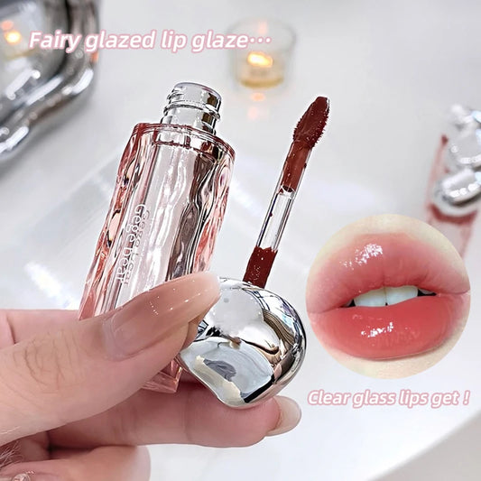 Crystal Translucent Lip Glaze – Moisturizing, Long-Lasting, Natural Red Lip Color, Easy-to-Wear Lip Gloss