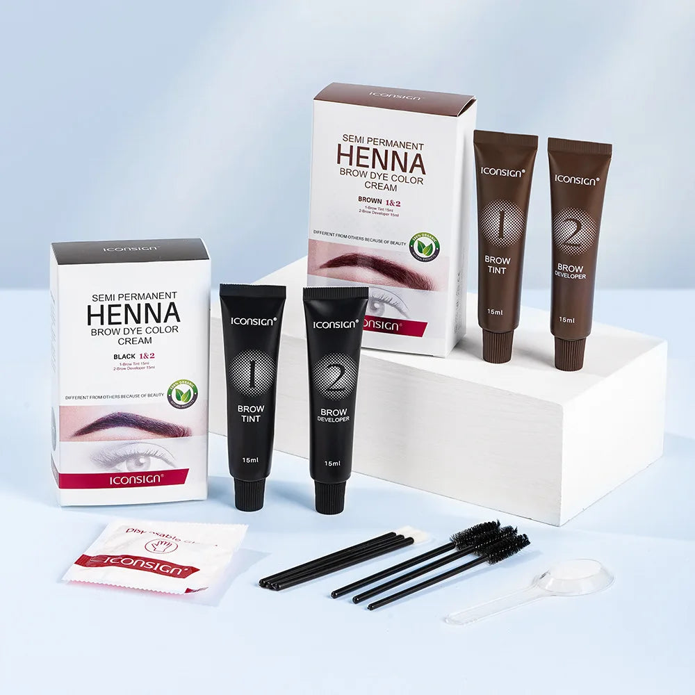 Waterproof Eyelash & Eyebrow Tint Kit – Fast-Acting Henna Brow Enhancer Cream Gel for Long-Lasting Makeup