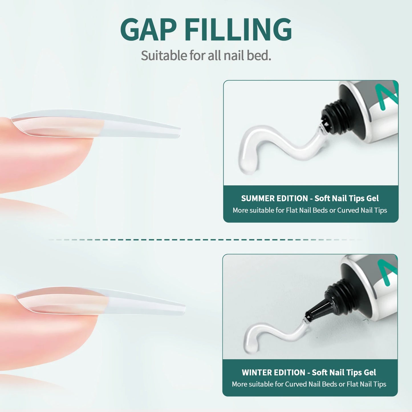 Nailpop Soft Nail Tips Gel SUMMER WINTER EDITION with Vitamin E Formula for Press on Nails Strong Hold and Beautiful Nails 20g