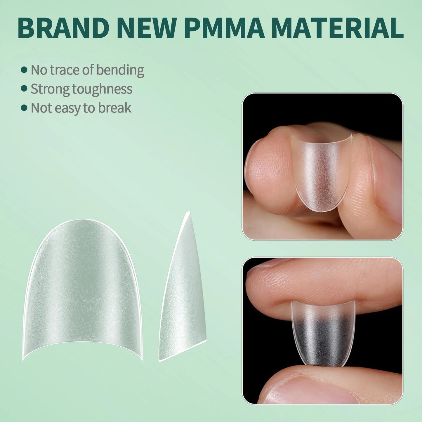 NAILPOP 150pcs Half Cover Short Fake Nail Tips Full Cover 15 Sizes for Nail Extension No C Curve False Nails Art Home DIY Salon