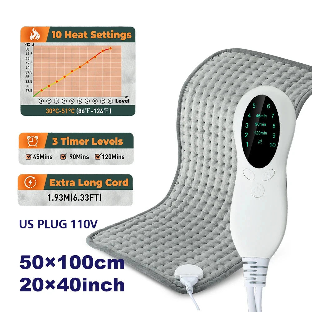 50*100cm Home Electric Heating Pad Back Shoulder Office Winter Warming Blanket 10 Heat Thermal Mat Abdomen Period Menstrual Belt