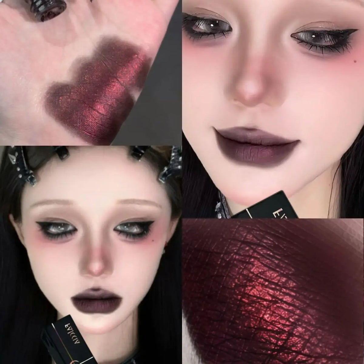 Punk Blue Green Matte Lipgloss Gothic Black Lipstick Waterproof Dark Red Liquid Lipstick Halloween Makeup Non-stick Cup Lip Tint