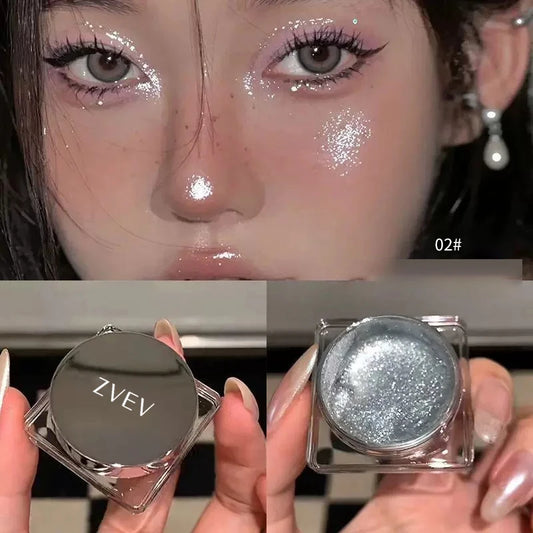 Glitter Punk Smoky Black Eyeshadow Gel Makeup Palette Metallic Dark Silver Wet Eyes Shadow Highlighter Pearl Pigments Cosmetics