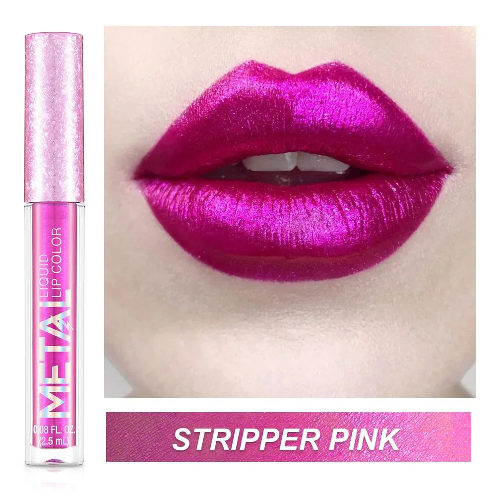 Metallic No-stick Cup Lip Gloss Glitter Matte Moisturizing Waterproof Long Lasting Lip Glaze Liquid Lipstick Lip Makeup Cosmetic